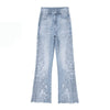 Lightweight Embroidered Cut-Out Bootcut Jeans