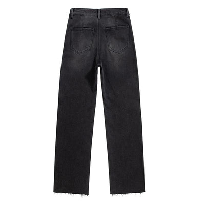 Rhinestone & Rope Embroidery Straight Leg Jeans