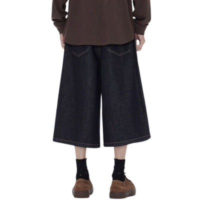 Wide Leg Selvedge Denim Cropped Pants