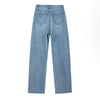 Pearl-Beaded Frog Closure Jeans with Cut-Outs