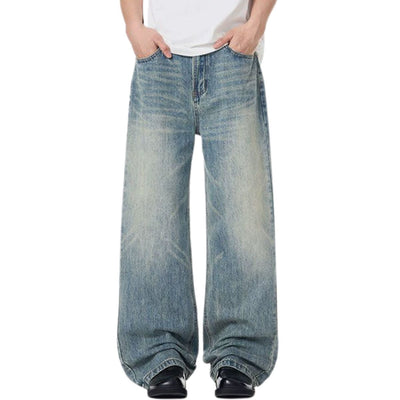 Blue Whisker Straight-Leg Denim Jeans