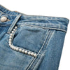 Pearl-Embellished & Butterfly-Embroidered Baggy Jeans