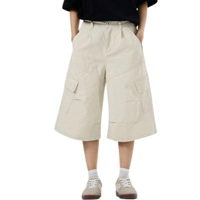 Solid Cargo Wide Leg Cropped Pants