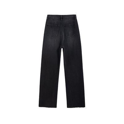 Rose Embroidered Lace-Cut Jeans with Pearl Beading