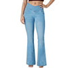 Crossover Waist Knit Denim Bootcut Pants