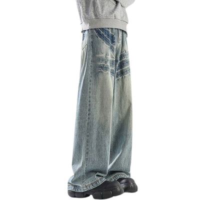 3D Crinkle Tie-Dye Wide-Leg Denim Jeans