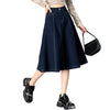 High-Waisted A-Line Knit Denim Skirt