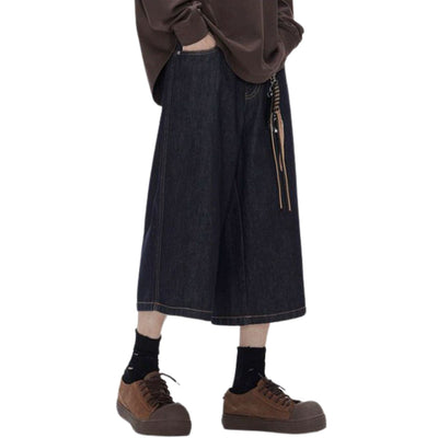 Wide Leg Selvedge Denim Cropped Pants