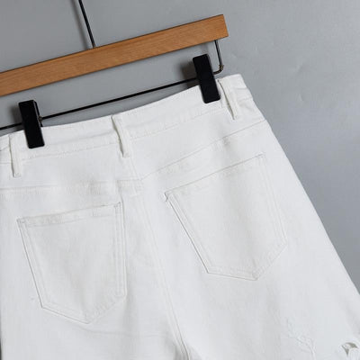 Pearl-Embellished Asymmetric Cut-Out Shorts