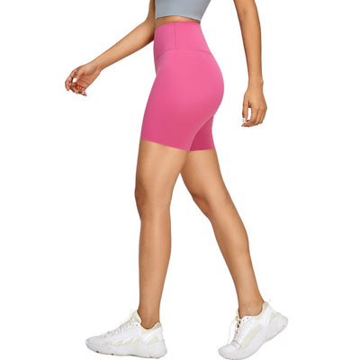 High-Waisted Solid Color Yoga Shorts
