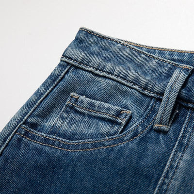 Floral Embroidered Cut-Out Baggy Jeans