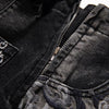 Raw-Edge Hem Heavily Embroidered Denim Skirt