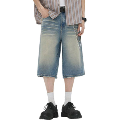 Distressed Wide-Leg Cropped Denim Jeans