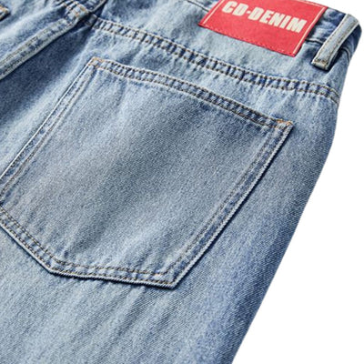 Distressed Hem Straight-Leg Ripped Jeans