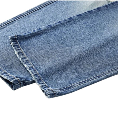 Distressed Hem Straight-Leg Ripped Jeans