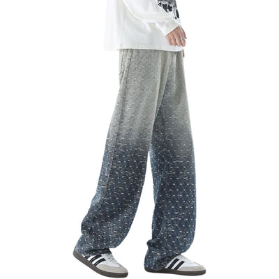 Ombre Jacquard Relaxed Fit Denim Trousers