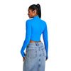 Mock Neck Curved-Hem Long-Sleeve Top