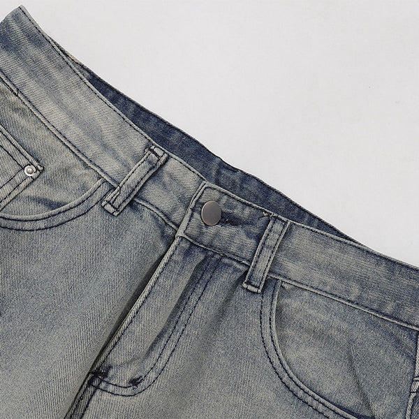 Paint Splatter Distressed Wide Leg Denim