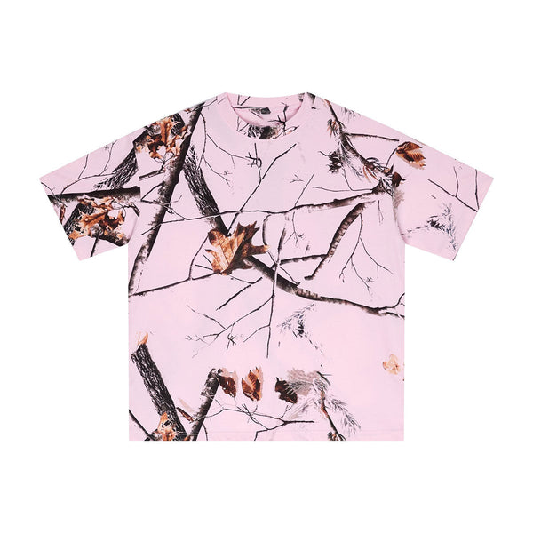 Nature Branch Print Pink Camo Short Sleeve Tee