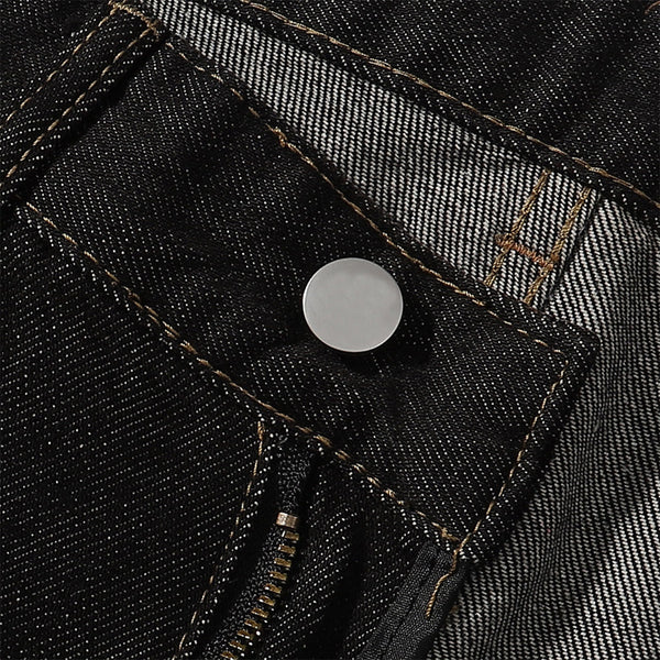 Contrast Stitching Detail Wide Leg Denim Pants