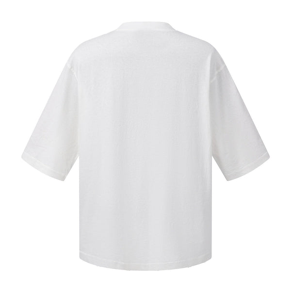 Washed Raw-Edge Pocket Clean Fit Crew Neck Tee
