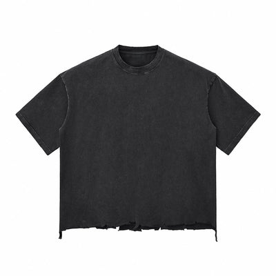 Distressed Oversized Raw Hem Tee