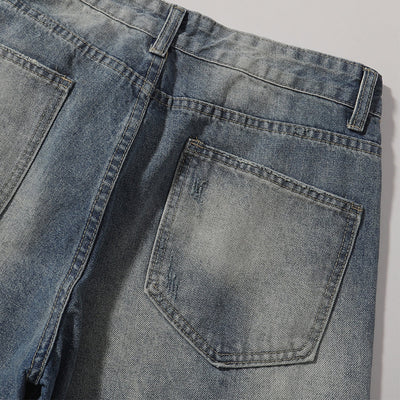 Faded Wash Vintage Relaxed Wide Leg Denim Jeans