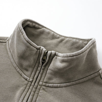 Distressed Wash Comfort Zip Pullover Sweatshirt