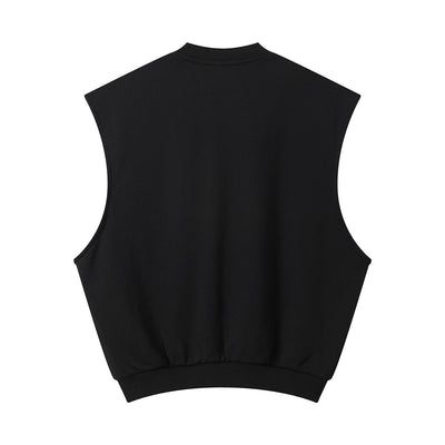 Sleeveless Boxy Fit Crewneck Sweatshirt Vest