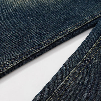 Straight Leg Distressed Denim Jeans