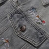 Floral Embroidery Denim Trucker Jacket
