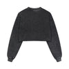Distressed Raw Hem Crop Sweatshirt