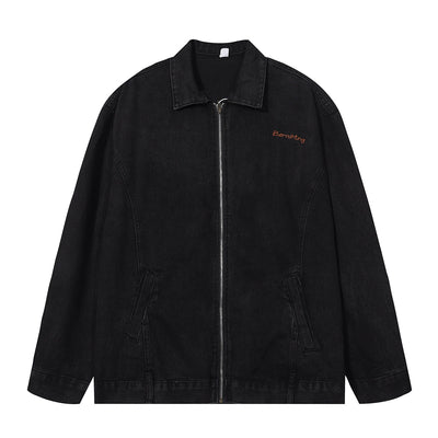 Oversized Zip-Up Denim Jacket