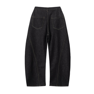 Contrast Stitching Detail Wide Leg Denim Pants