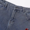 Embroidered Patch High Waist Wide Shorts