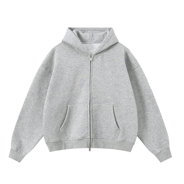 Soft Cotton Fleece Zip Up Hoodie Kangaroo Pockets