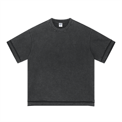 Washed Patchwork Raw Edge Tee 275gsm