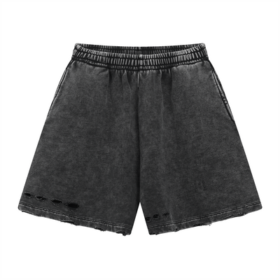Stone Wash Distressed Shorts