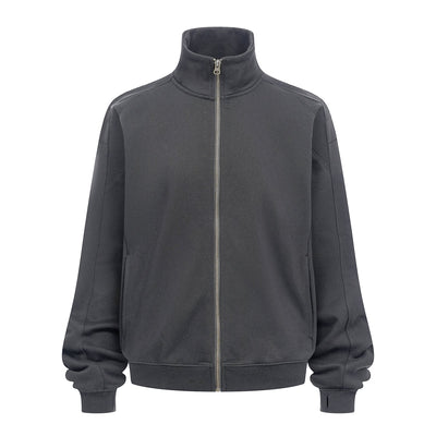 Minimalist Stand Collar Zip Up Sweatshirt