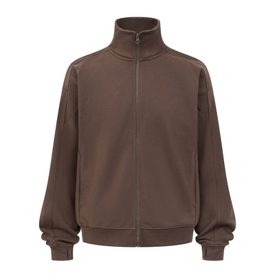 Minimalist Stand Collar Zip Up Sweatshirt