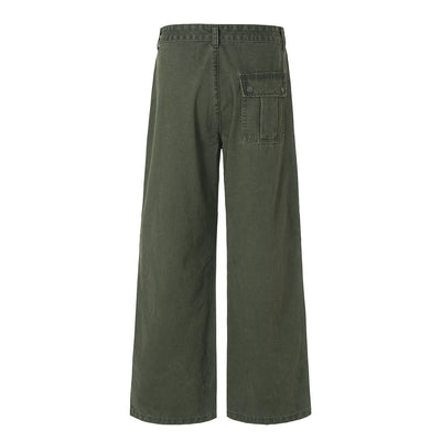 Vintage Washed Workwear Wide-Leg Relaxed Cargo Pants