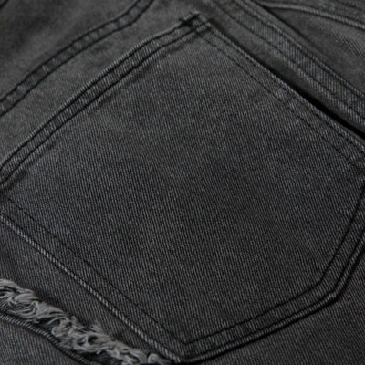 Men's Washed Distressed Denim Pants Wide Leg Patchwork Raw Edge Unique