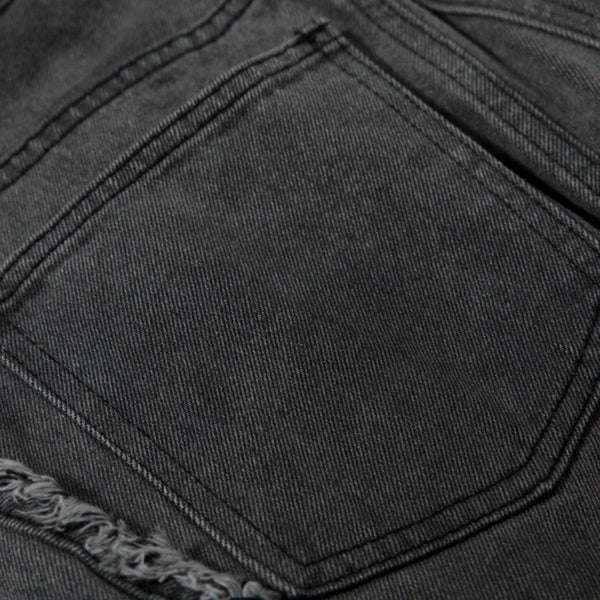 Men's Washed Distressed Denim Pants Wide Leg Patchwork Raw Edge Unique