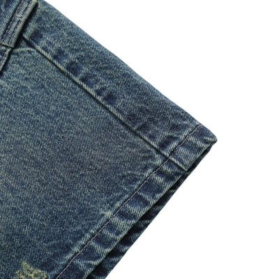 Printed Multi Pocket Denim Cargo Shorts