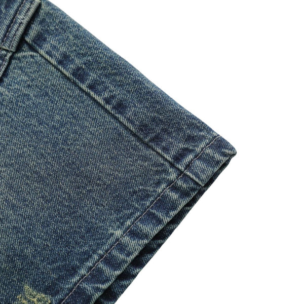 Printed Multi Pocket Denim Cargo Shorts