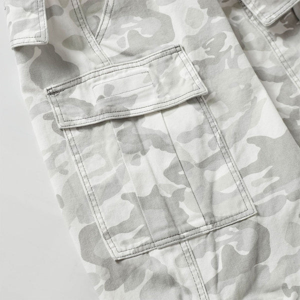 Snow Camo Combat Multi Pocket Wide Leg Cargo Pants