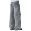 High Street Baggy Wide Leg Distressed Patchwork Denim Jeans