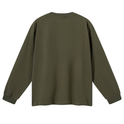 Solid Loose Fit Side Split Hem Long Sleeve T-Shirt