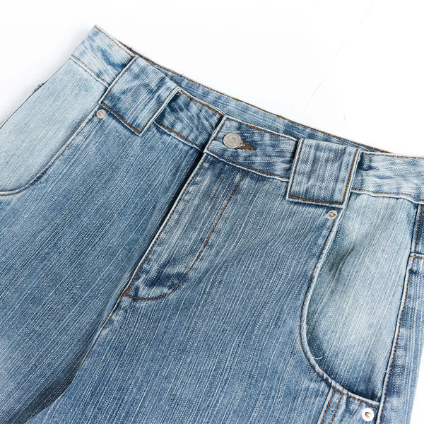 Vintage Slub Embroidered Curved Blade Relaxed Jeans
