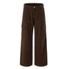 Wide Leg Cargo Pants Elastic Waistband Multi Pocket